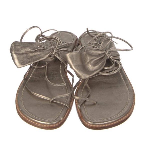 Stuart Weitzman Metallic Wrap Sandals - Picture 3 of 5